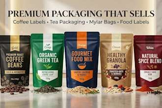 do coffee label design, tea packaging, mylar bag, food label design