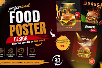 design eye catching food banner, restaurant poster or social media post