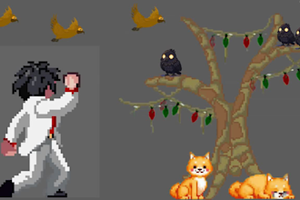 create pixel art animation 2d sprite sheet, and pixel character for your game