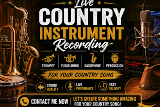record trumpet flugelhorn saxophone and percussion for your country song