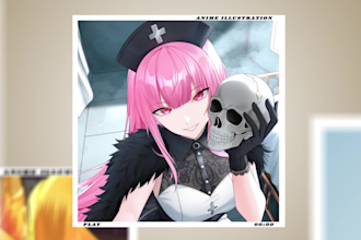 draw anime character illustration, oc, pfp, fanart, 2d vtuber art, pokemon