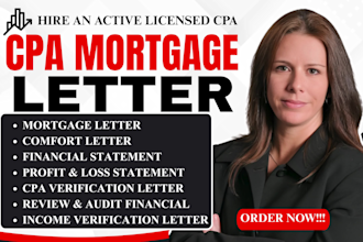 get you US CPA letter CPA comfort letter CPA verification letter profit and loss