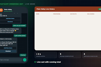 build a whatsapp ordering bot and live order dashboard