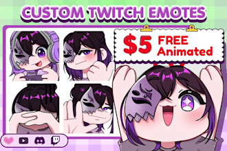 draw twitch emotes, chibi emotes, animated emotes, vtuber for stream