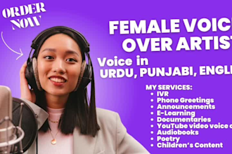 professional urdu, punjabi and english female voice overs