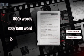 write engaging US true crime stories and youtube documentary scripts