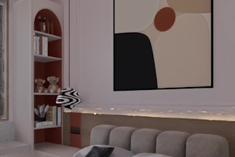 design a cozy bedroom interior with photorealistic rendering