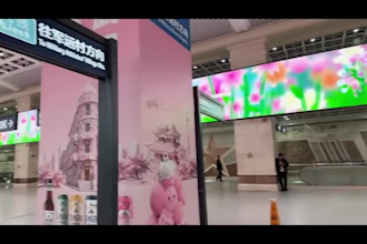 shopping mall led screen animation, anamorphic 3d billboard and digital signage