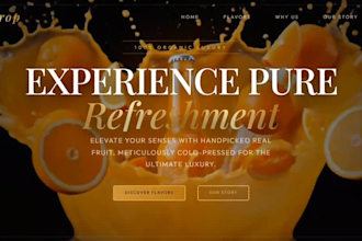 design premium luxury for juice and drink brand landing page