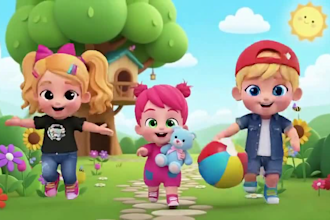 create fun colourful kids learning video, educational videos in cocomelon styles
