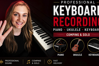 record piano, ukulele and keyboards for your songs comping and solo