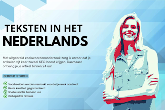 write dutch article, blog, social media post with SEO within 24 hours