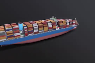 3d container ship modeling, 3d marine vessel, midship commercial 3d printing stl