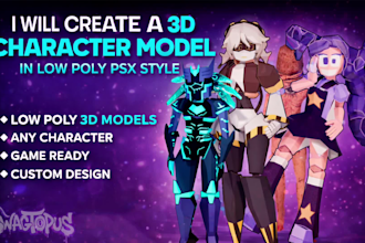 3d character model in low poly psx style