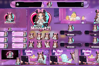 create custom kawaii anime vtuber overlay and animated emotes for twitch youtube