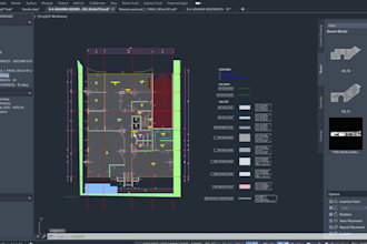 draft autocad 2d architectural floor plan drawing, elevation