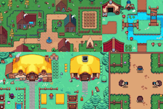 create 2d pixel art tileset sprite sheet pixel game assets tilemap for rpg maker
