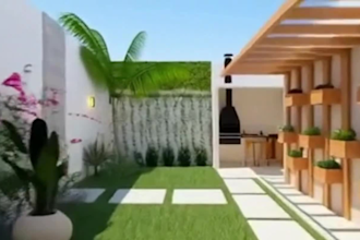 create realistic 3d landscape design and rendering for backyard garden and patio