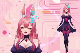 design live2d vtuber model, vtuber model in anime style