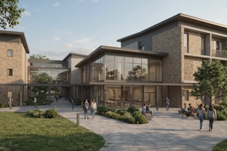 design 3d modern school dormitory, student residence, student housing