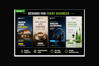 design professional social media posts, ads and banners