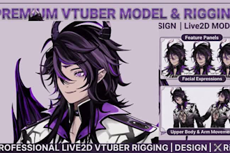 design vtuber model, live2d vtuber rigging, anime character design, live2d model