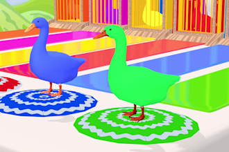 create 3d crossing fountain cartoon for kids animals games