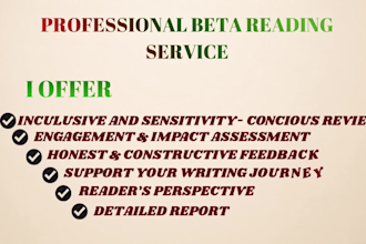 beta read your manuscript with detailed feedback