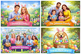design personalised easter illustration portrait caricature