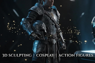 do 3d sculpting, 3d cosplay, 3d modeling, 3d action figures,