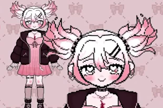 draw cute pixel live2d vtuber model, anime pixel model pixel rigging for stream
