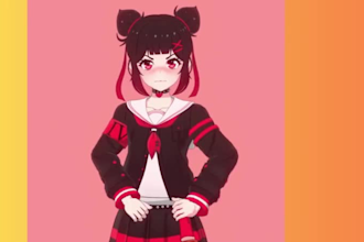 draw live 2d vtuber model, vtuber model, vtuber commission, 3d vtuber model
