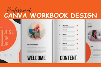 design canva workbook, bifold and trifold brochure redesign educational workbook