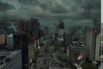edit vfx composition, cgi integration, fire explosion,matte painting