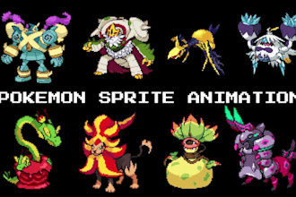 make pokemon art, trainer sprite, fakemon sprite sheet, tileset pixel animation