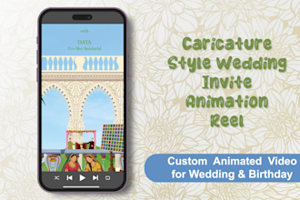 make caricature wedding invite video