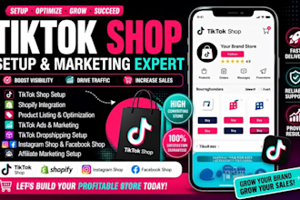 do tiktok shop setup, shopify integration and tiktok marketing