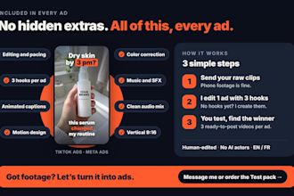 edit your ugc footage into tiktok and meta video ads with 3 hooks
