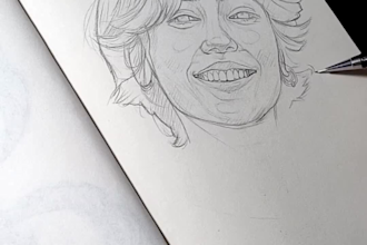 create a hand drawn graphite portrait with amazing detail
