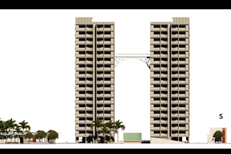 design highrise and mixused building , layout and 3d model