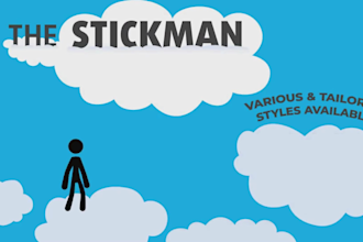 create a costom 2d character animation or stickman animation