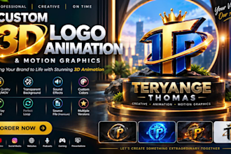 create a custom 3d animated logo intro and motion graphics