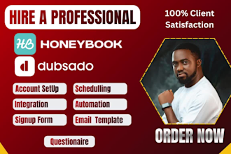 do honeybook setup, automation, dubsado, zapier integrations and booking system