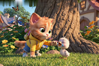 produce ai talking animal, fruit video for kids