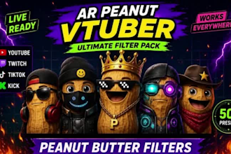 design custom vtuber ar filter burnt peanut style for streaming and snap camera