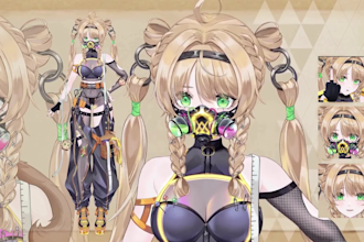 draw and rig 2d vtuber model, vtuber anime, live2d vtuber rigging professionally