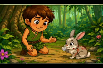 create cute 2d jungle story animation video for kids