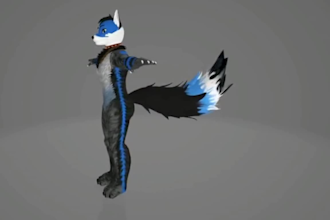 create furry vrchat avatar, fursona character and custom anthro 3d model
