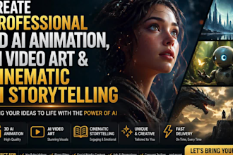 create professional 3d ai animation, ai video art and cinematic ai storytelling