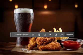 do premium ai food photography with expert photoshop editing